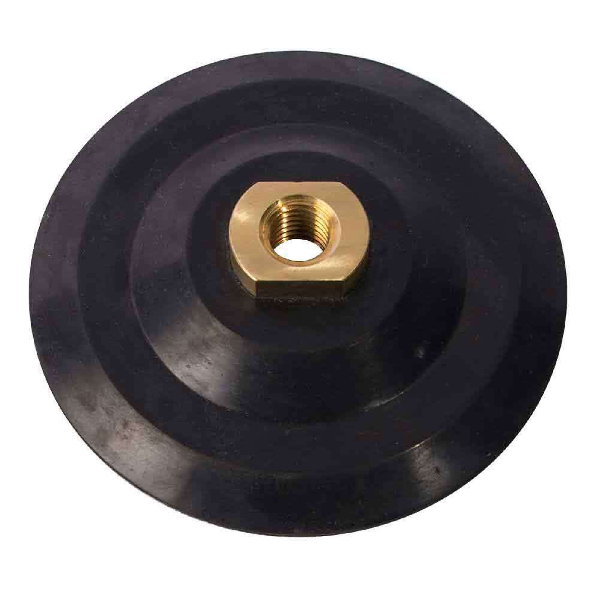 Superior Pads and Abrasives PP40 4 Inch Dia Semi Flexible Rubber Backing Pad with Hook & Loop and 5/8 Inch-11 Female Brass Nut